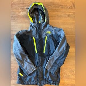 The North Face Gray and Yellow Rain Jacket 7/8